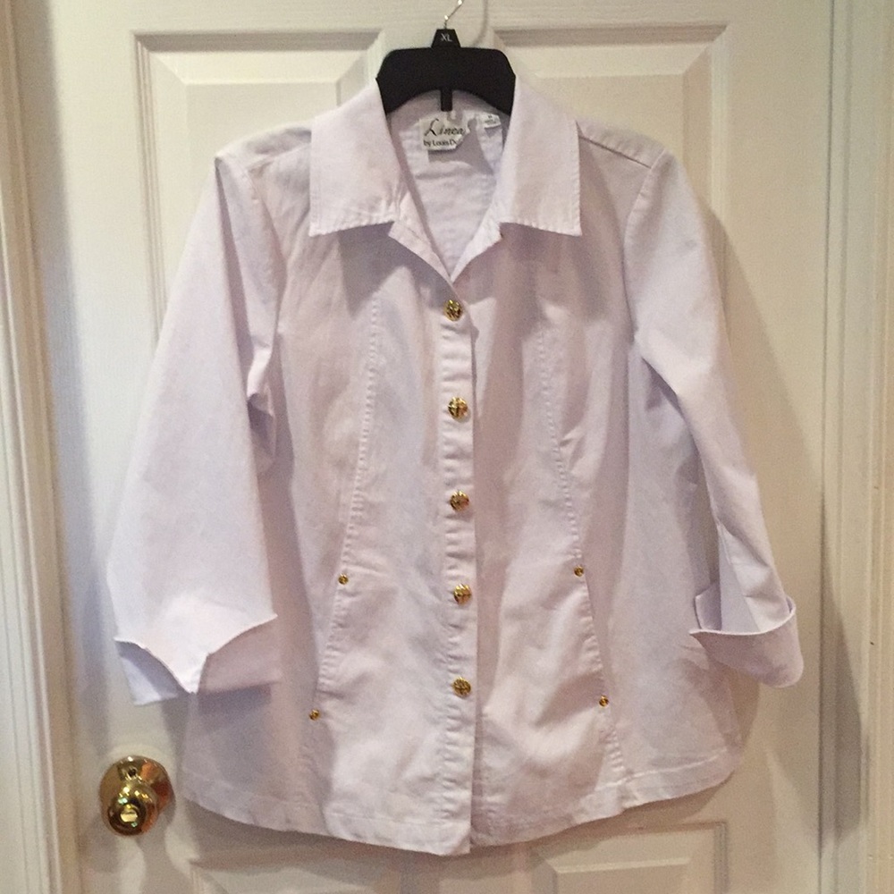 Linea white cotton swing jacket by Louis Dell’Olio